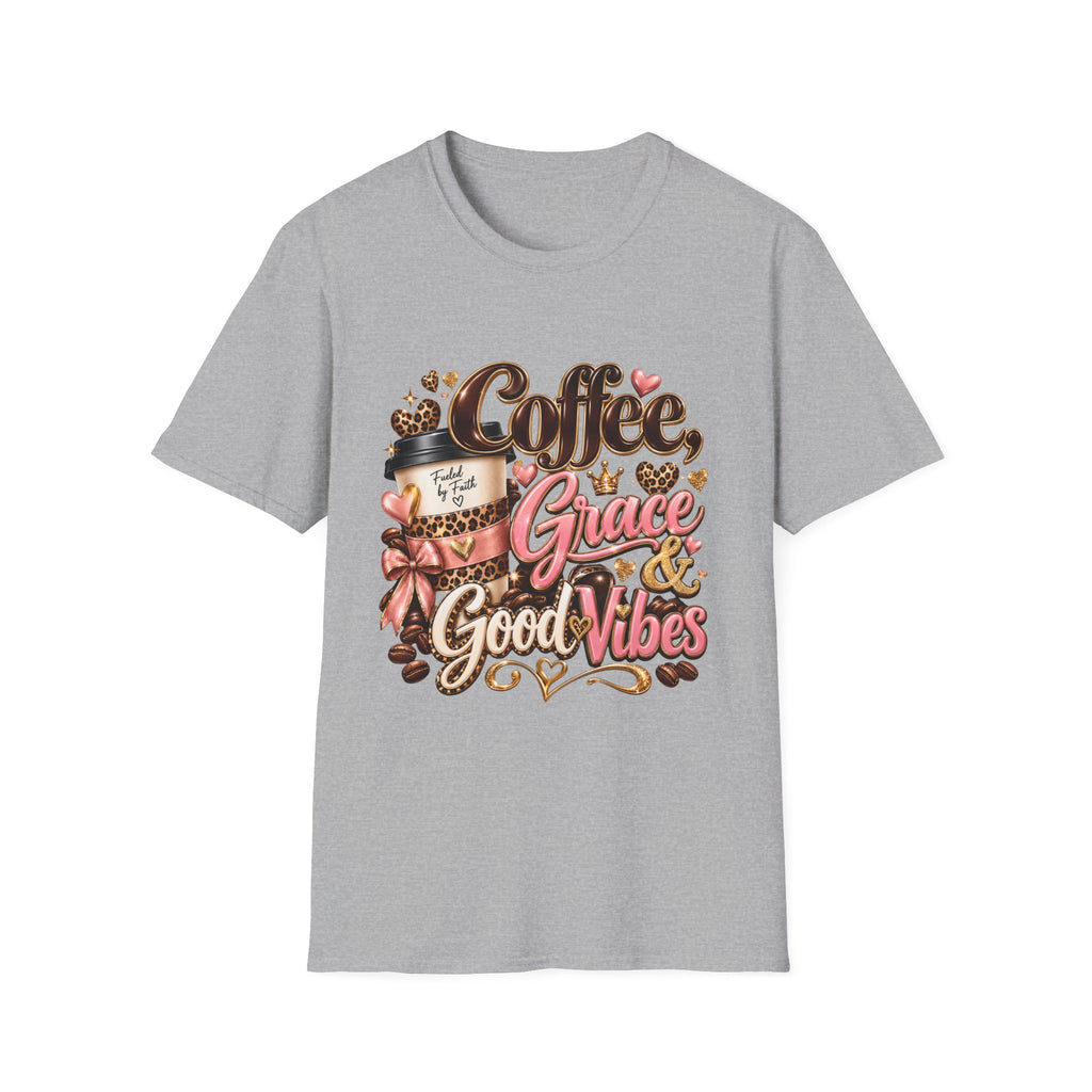 Coffee & Grace T-Shirt — 'Coffee, Grace, Good Vibes' Graphic Tee