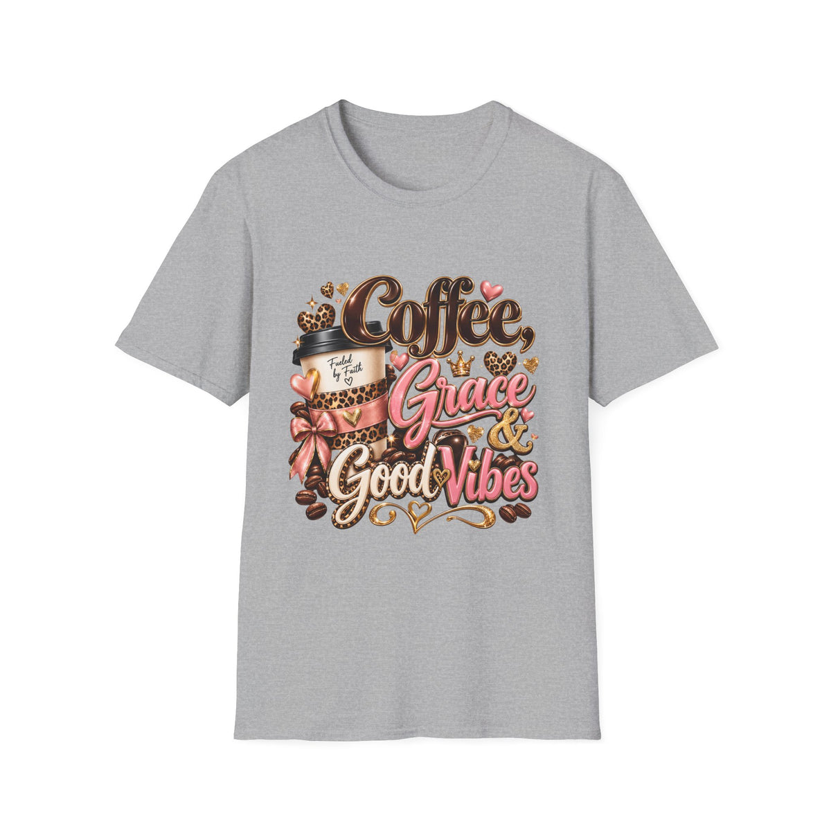 Coffee & Grace T-Shirt — 'Coffee, Grace, Good Vibes' Graphic Tee