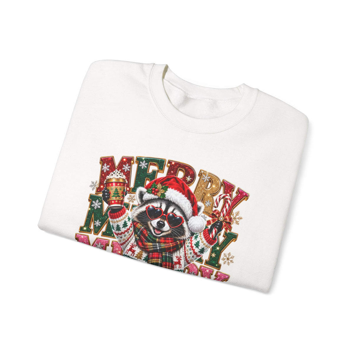 Christmas Raccoon "Merry Merry Christmas" Sweatshirt