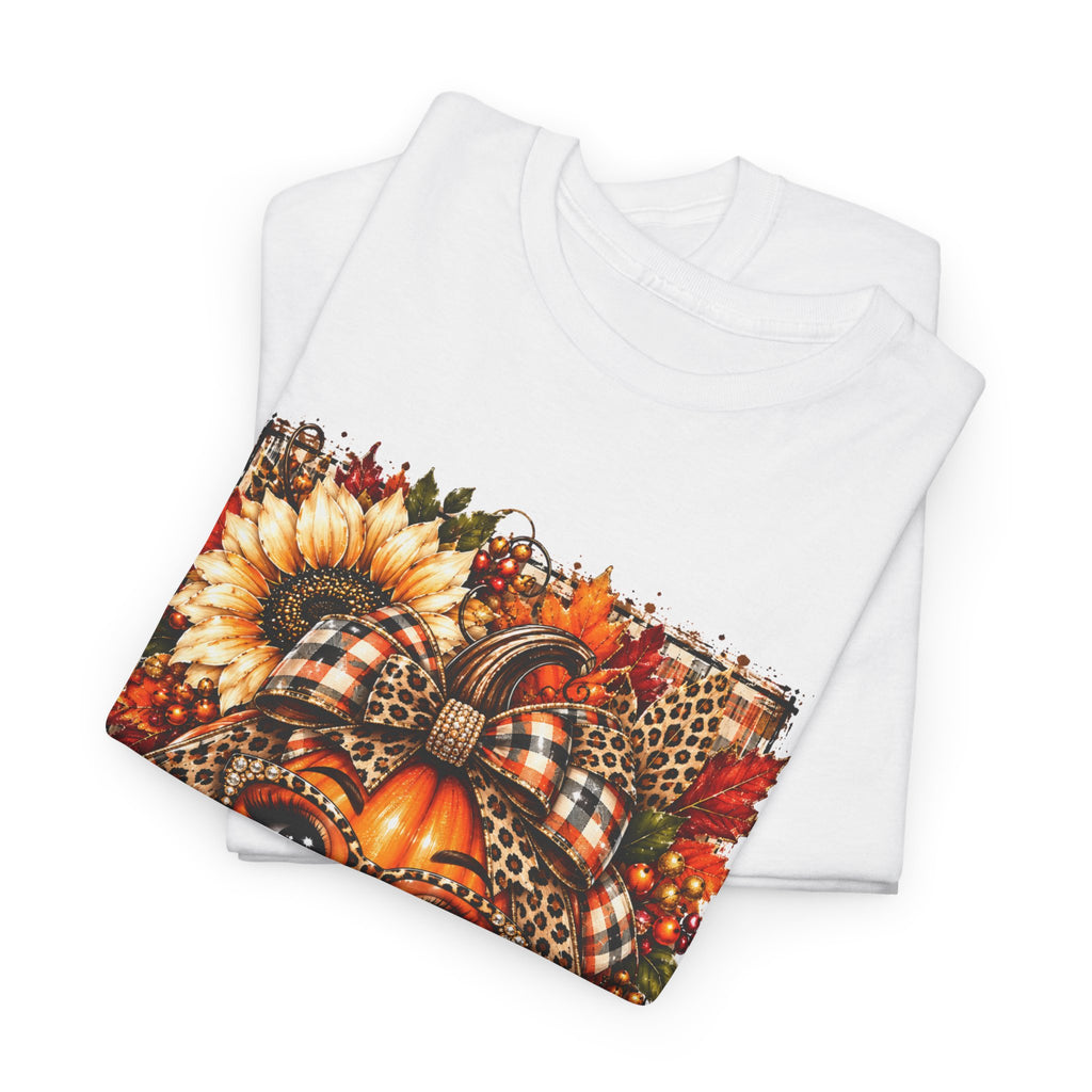 Autumn Pumpkin Face T-Shirt — Cute Fall Sunflower Graphic Tee