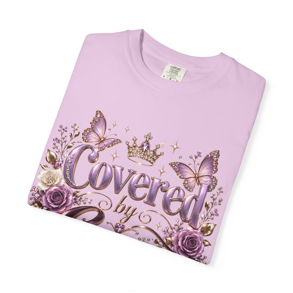 Covered by Grace T-Shirt — Floral Butterfly Christian Faith Tee