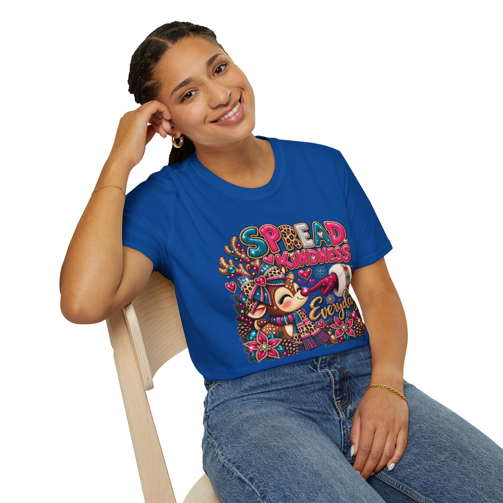 Spread Kindness Everyday T-Shirt — Cute Reindeer Holiday Graphic Tee