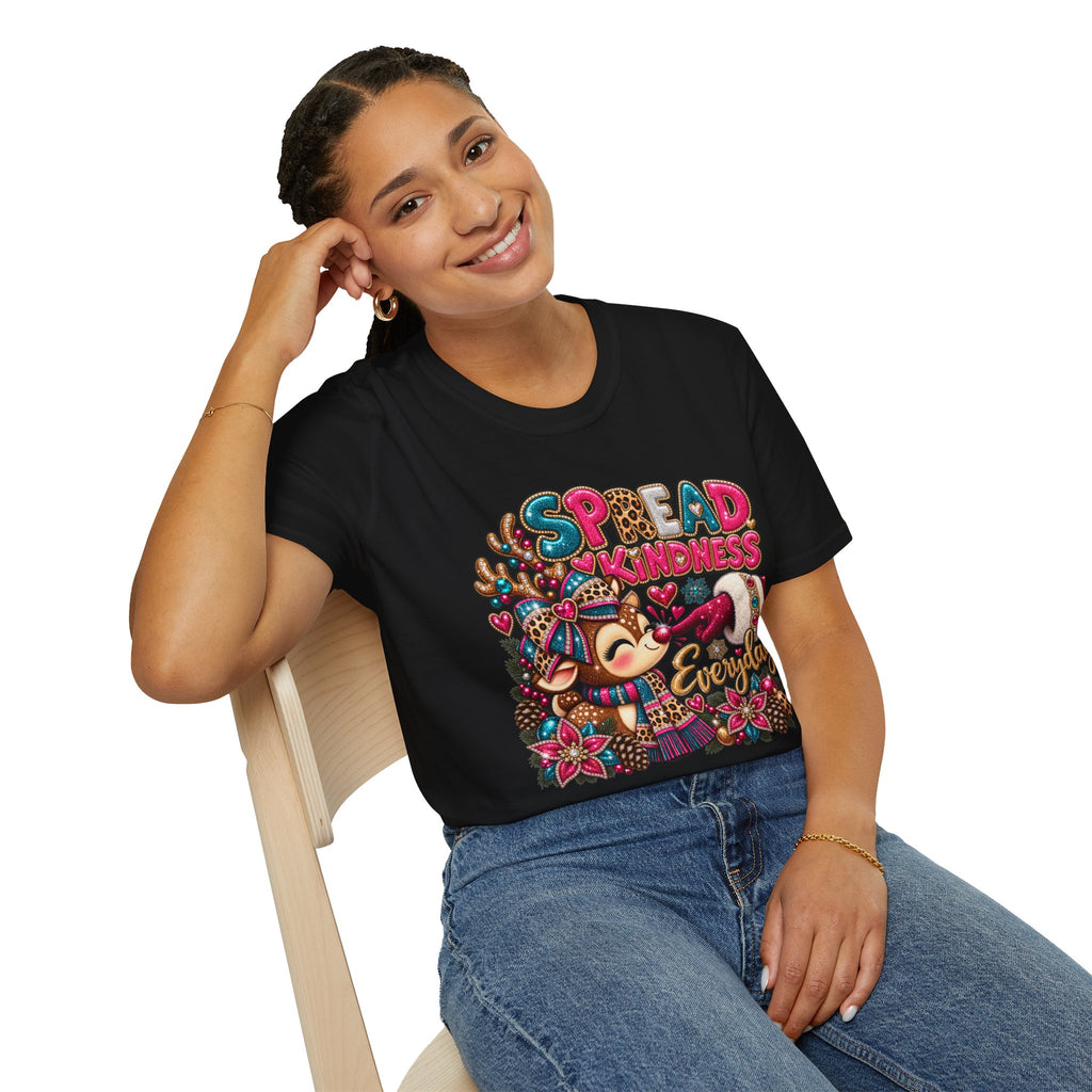 Spread Kindness Everyday T-Shirt — Cute Reindeer Holiday Graphic Tee