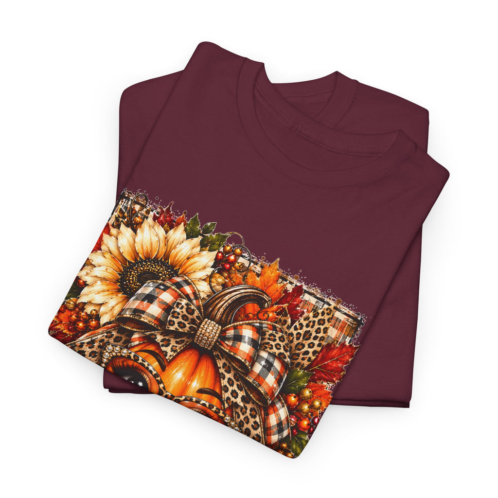Autumn Pumpkin Face T-Shirt — Cute Fall Sunflower Graphic Tee