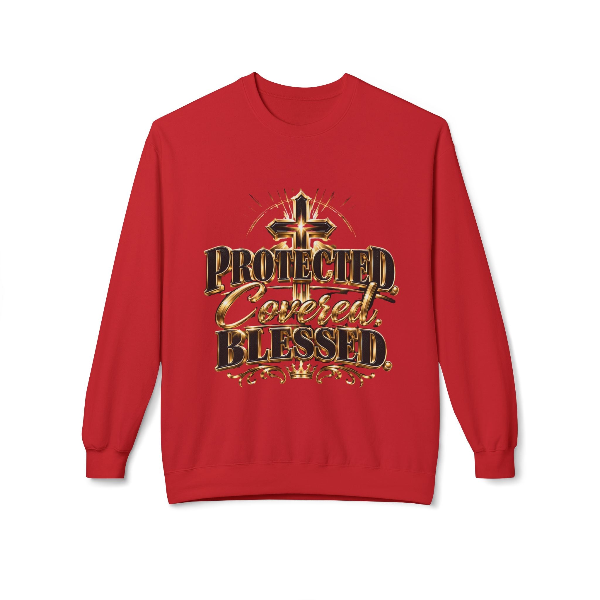 Blessed & Protected Crewneck Sweatshirt — "Protected, Covered, Blessed" Christian Pullover