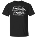 A black color short-sleeve crewneck t-shirt featuring the words 'Heavenly Father.